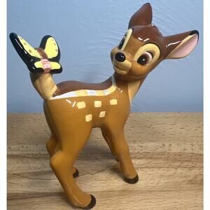 Disneyland World Bambi Butterfly On Tail Figurine Ceramic Collectible Deer